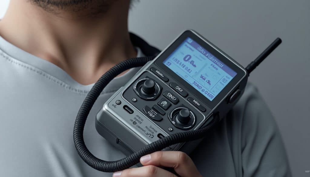 découvrez la sangle de cou conçue pour supporter efficacement le poids de votre radiocommande professionnelle, offrant confort et sécurité pendant son utilisation.
