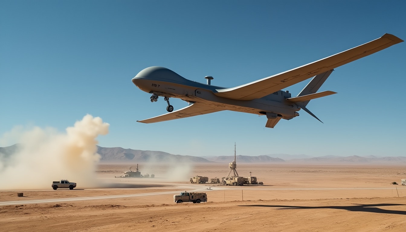 un drone de combat simule des attaques réalistes pour préparer les forces militaires et renforcer leur capacité à réagir en situation opérationnelle.